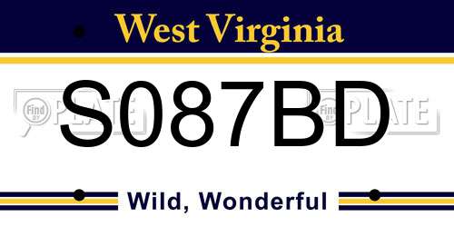 S087BD West Virginia License Plate