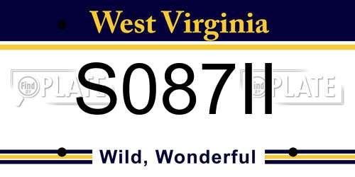 S087II West Virginia License Plate