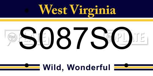 S087SO West Virginia License Plate