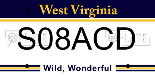 S08ACD West Virginia License Plate