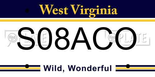 S08ACO West Virginia License Plate