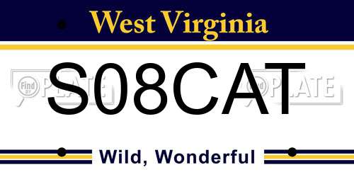 S08CAT West Virginia License Plate