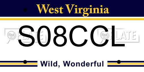 S08CCL West Virginia License Plate