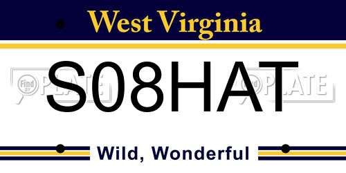 S08HAT West Virginia License Plate