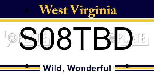 S08TBD West Virginia License Plate