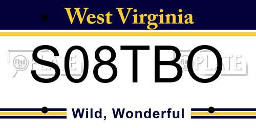 S08TBO West Virginia License Plate