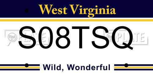 S08TSQ West Virginia License Plate