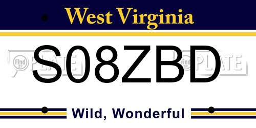 S08ZBD West Virginia License Plate