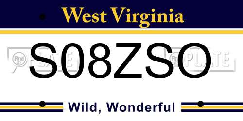 S08ZSO West Virginia License Plate