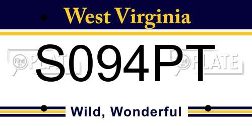 S094PT West Virginia License Plate