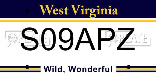 S09APZ West Virginia License Plate