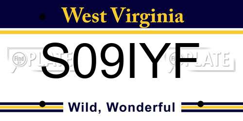 S09IYF West Virginia License Plate