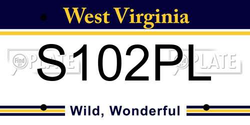 S102PL West Virginia License Plate