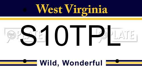 S10TPL West Virginia License Plate