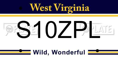 S10ZPL West Virginia License Plate