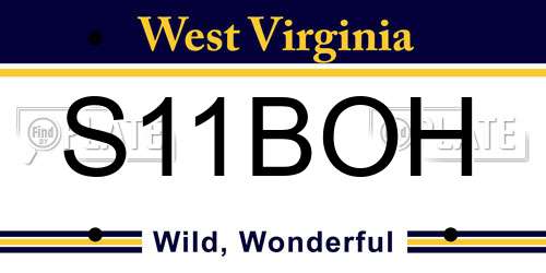 S11BOH West Virginia License Plate