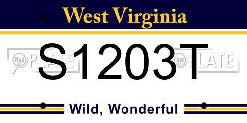 S1203T West Virginia License Plate