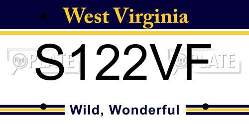 S122VF West Virginia License Plate