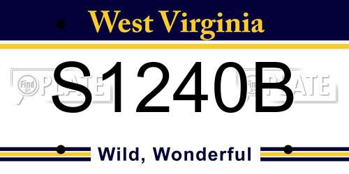 S1240B West Virginia License Plate
