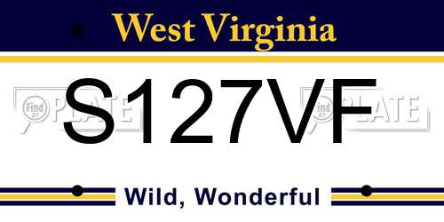 S127VF West Virginia License Plate