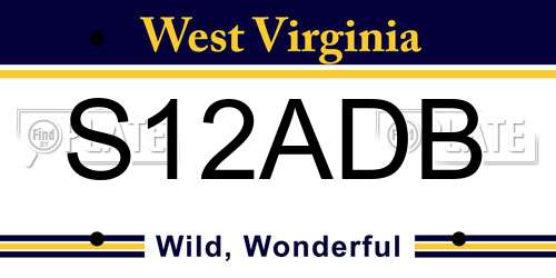 S12ADB West Virginia License Plate