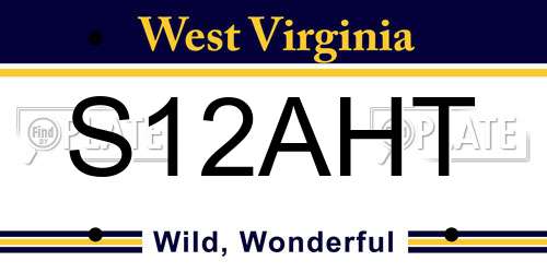 S12AHT West Virginia License Plate