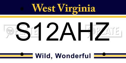 S12AHZ West Virginia License Plate
