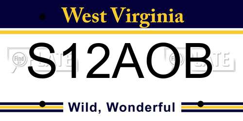 S12AOB West Virginia License Plate