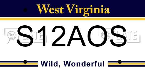 S12AOS West Virginia License Plate