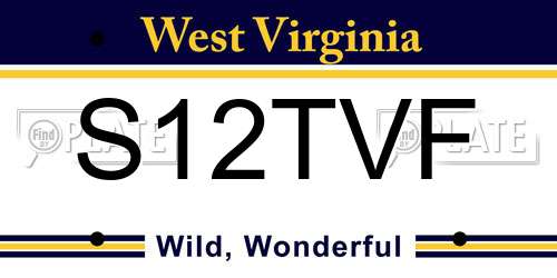 S12TVF West Virginia License Plate