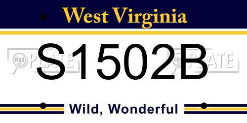 S1502B West Virginia License Plate