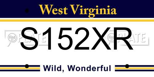 S152XR West Virginia License Plate