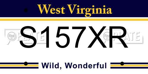 S157XR West Virginia License Plate