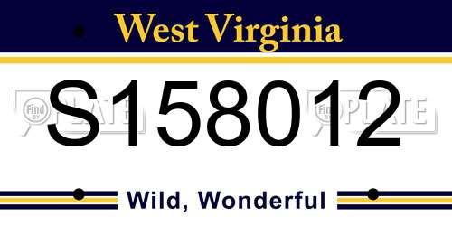 S158012 West Virginia License Plate