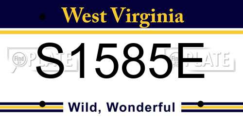 S1585E West Virginia License Plate