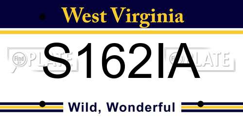 S162IA West Virginia License Plate