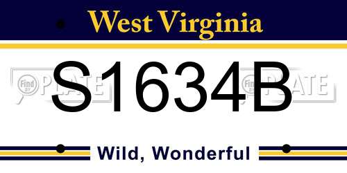 S1634B West Virginia License Plate