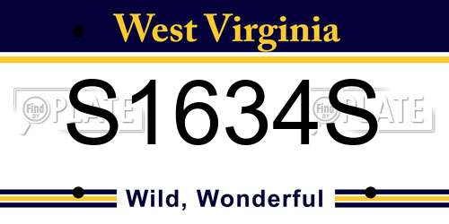 S1634S West Virginia License Plate