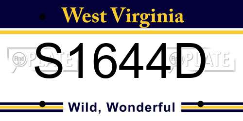 S1644D West Virginia License Plate