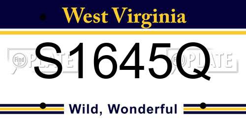 S1645Q West Virginia License Plate
