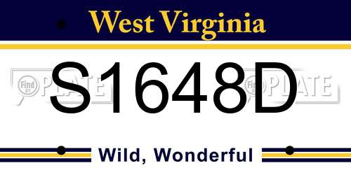 S1648D West Virginia License Plate