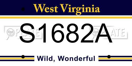 S1682A West Virginia License Plate