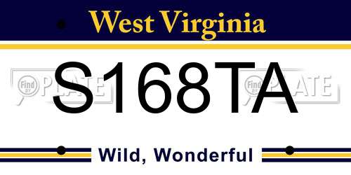 S168TA West Virginia License Plate