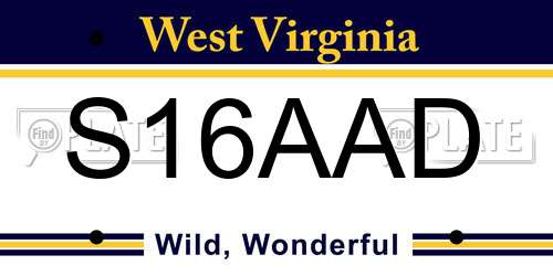 S16AAD West Virginia License Plate