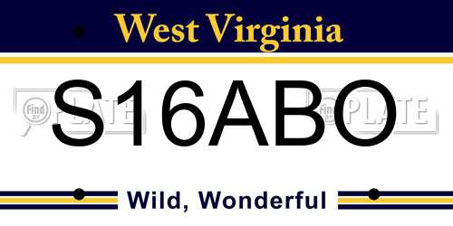 S16ABO West Virginia License Plate