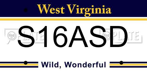 S16ASD West Virginia License Plate