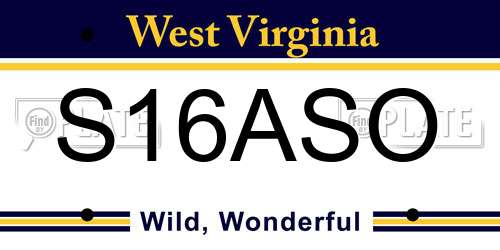 S16ASO West Virginia License Plate