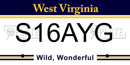 S16AYG West Virginia License Plate