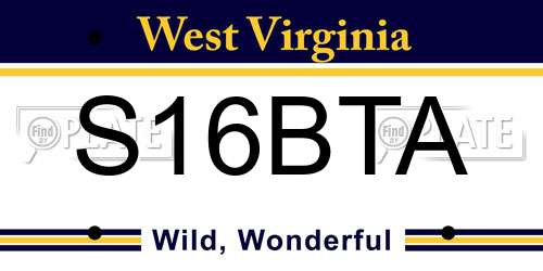 S16BTA West Virginia License Plate
