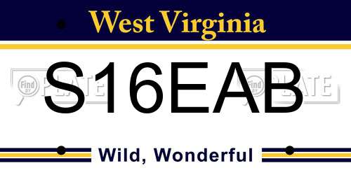 S16EAB West Virginia License Plate